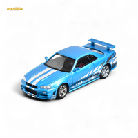 Stance Hunters Skyline GT-R R34 Z-Tune Chrome Blue 1:64