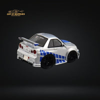 YM Model Skyline R34 Silver Blue F&F Livery 1:64