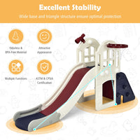 6-In-1 Large Slide for Kids Toddler Climber Slide Playset with Basketball Hoop