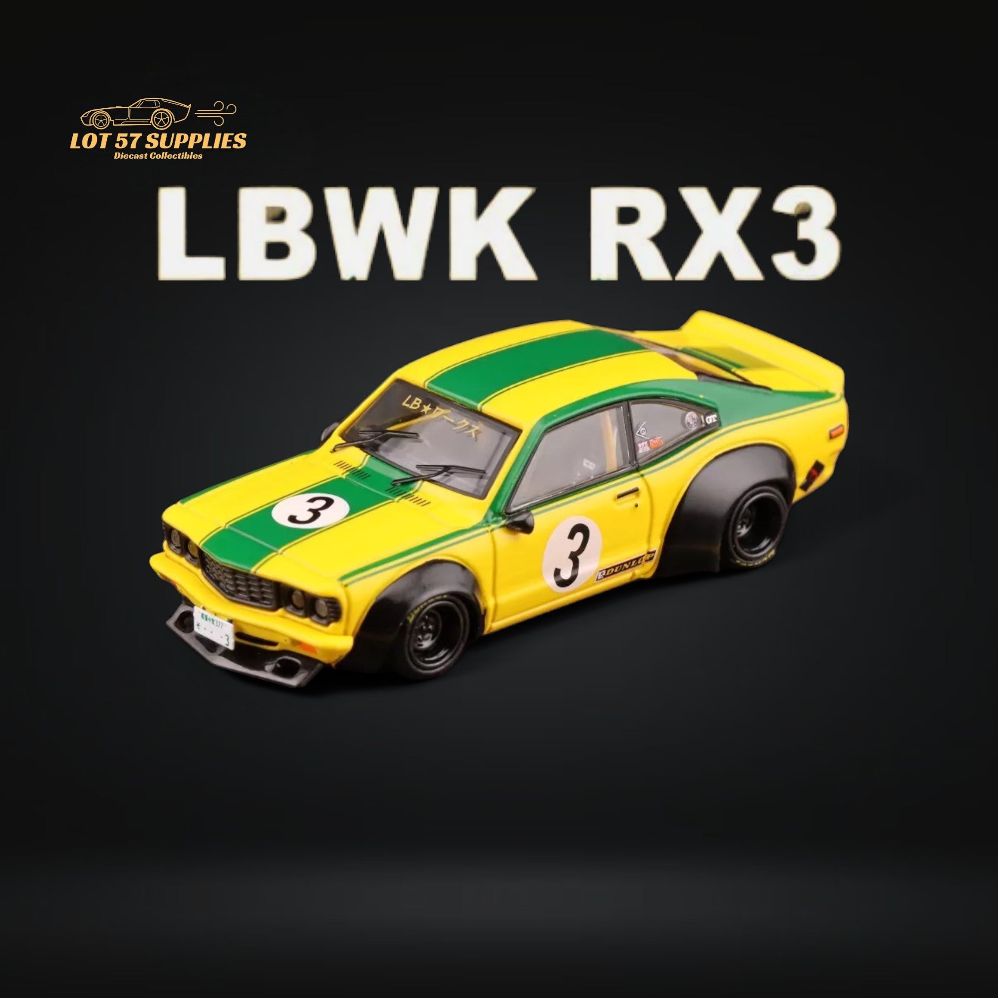 Inno64 Mazda RX-3 Savanna LBWK Yellow Green #3 1:64