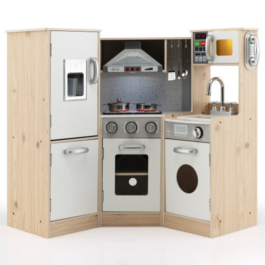 Kids Corner Wooden Kitchen Playset with Cookware Accessories - BIG FRENCHIES