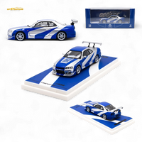 TimeMicro Skyline GT-R R34 Blue Silver 1:64