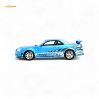 Stance Hunters Skyline GT-R R34 Z-Tune Chrome Blue 1:64