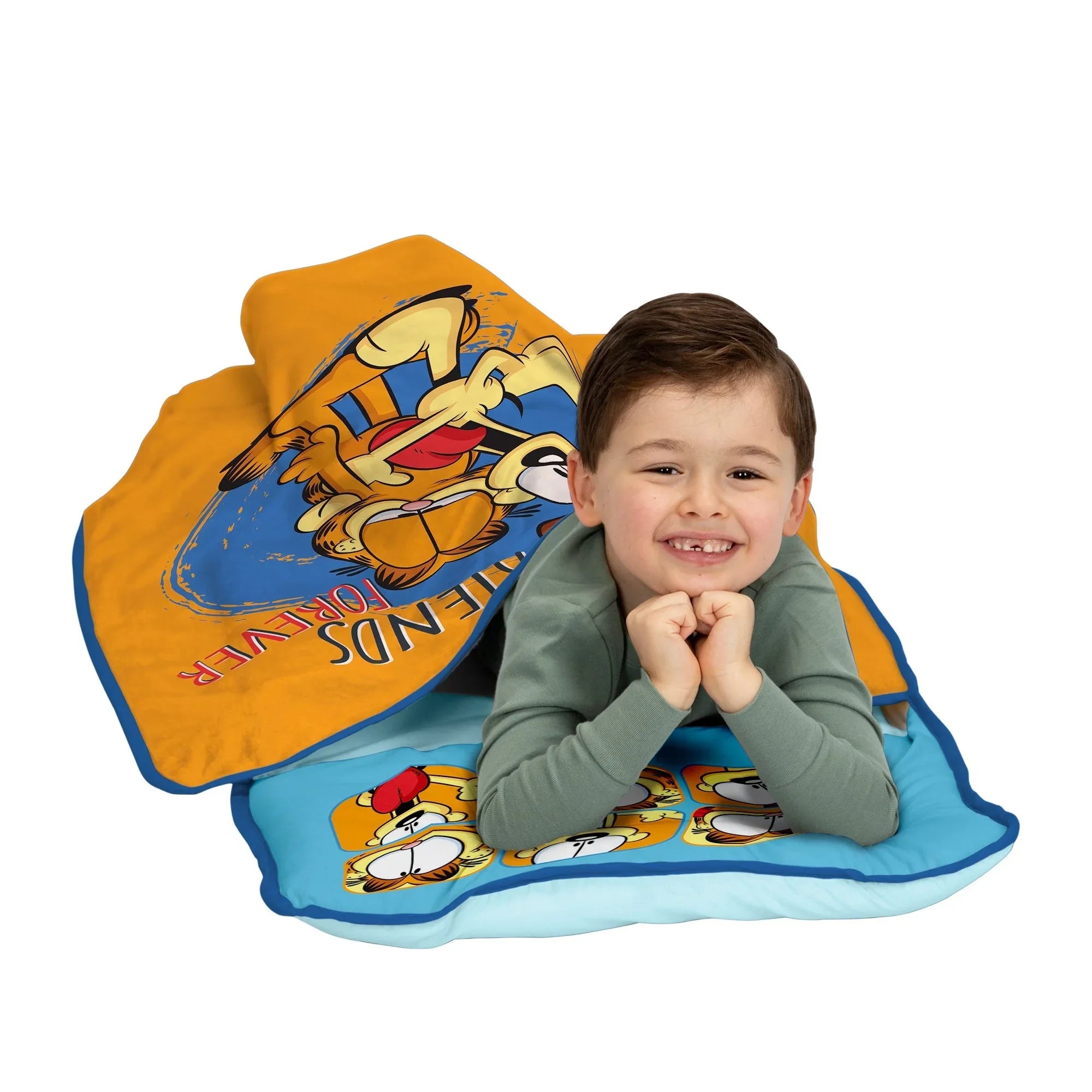 Garfield Forever Friends Toddler Nap Mat - Includes Attached Pillow and Fleece Blanket - BIG FRENCHIES