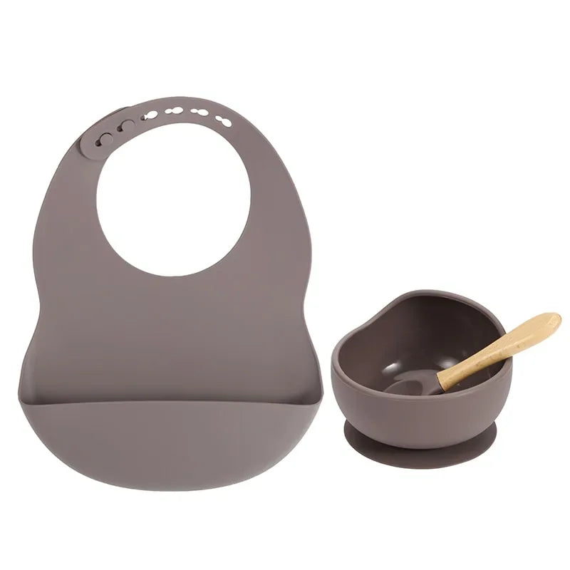 Colorful Silicone Feeding Set for Babies: Bib, Bowl, and Spoon - BIG FRENCHIES
