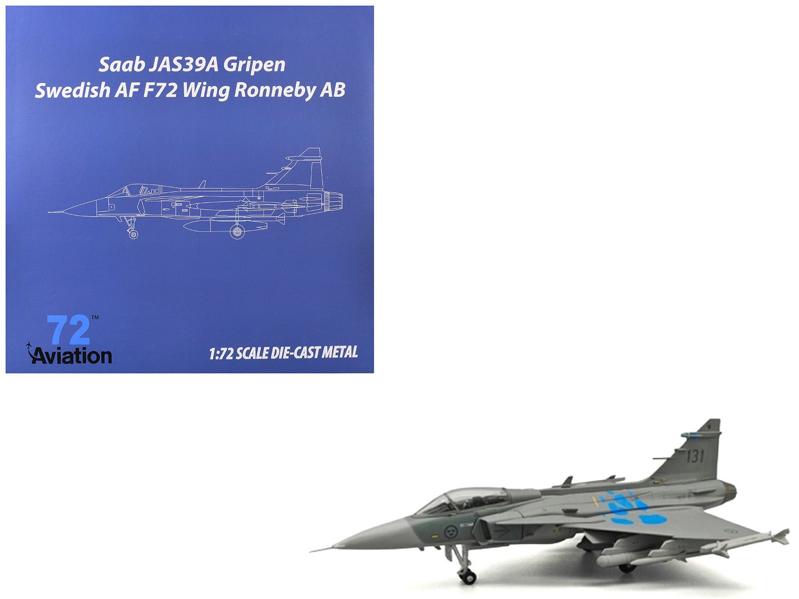Saab JAS 39A Gripen Fighter Aircraft "131 F 7 Wing Cat’s Paw Livery Satenas Air Base" (2006) Swedish Air Force 1/72 Diecast Model Airplane by Aviation 72  free shipping USA