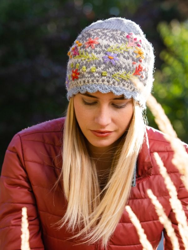 Sadie Wool Knit Embroidered Hat - BIG FRENCHIES