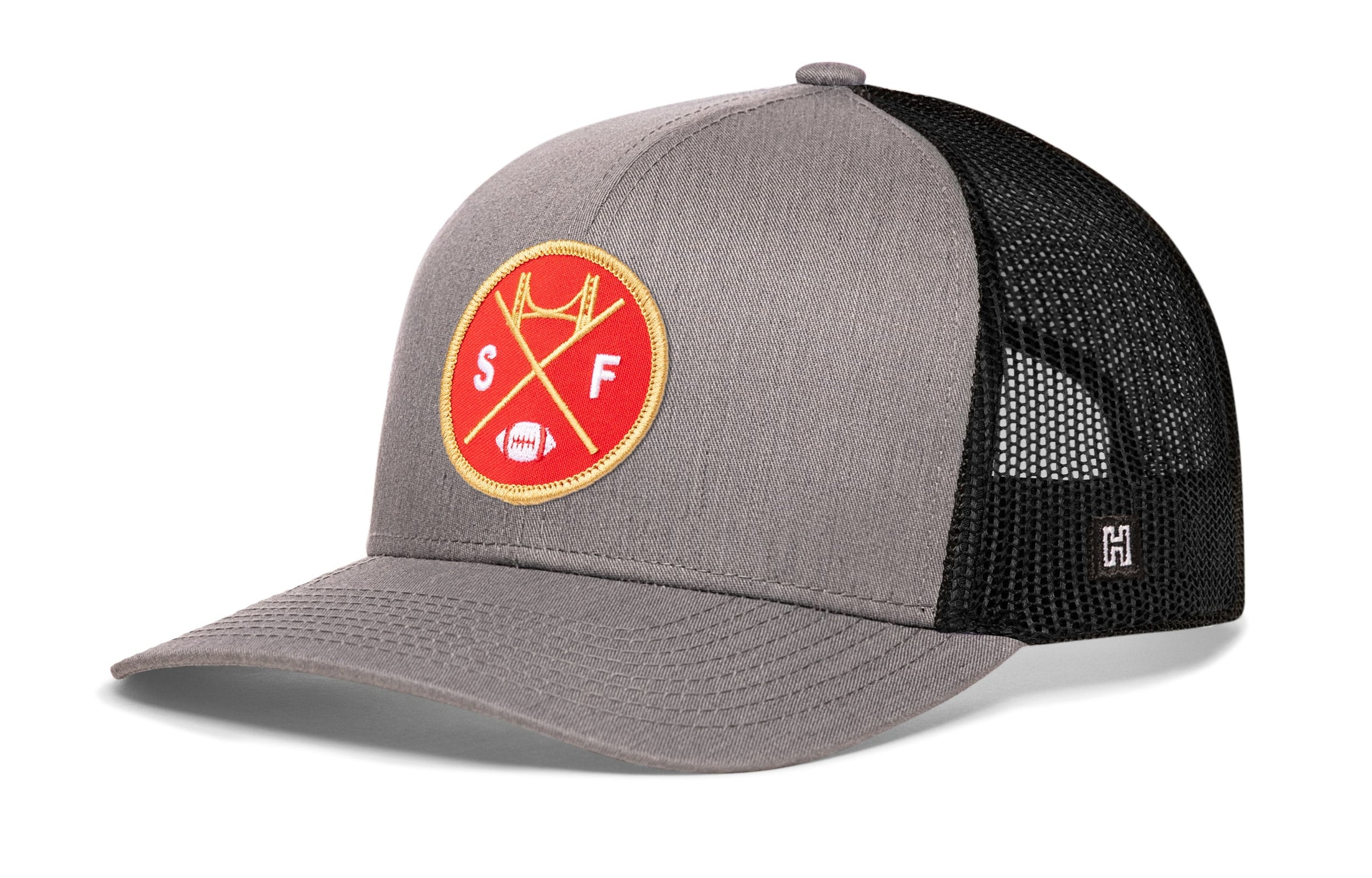 San Francisco Trucker Hat  |  Black SF X Football Snapback