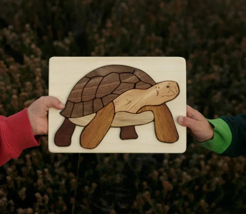 Turtle / Tortoise Wooden Puzzle in Natural Wood - BIG FRENCHIES