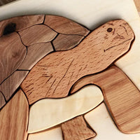 Turtle / Tortoise Wooden Puzzle in Natural Wood - BIG FRENCHIES