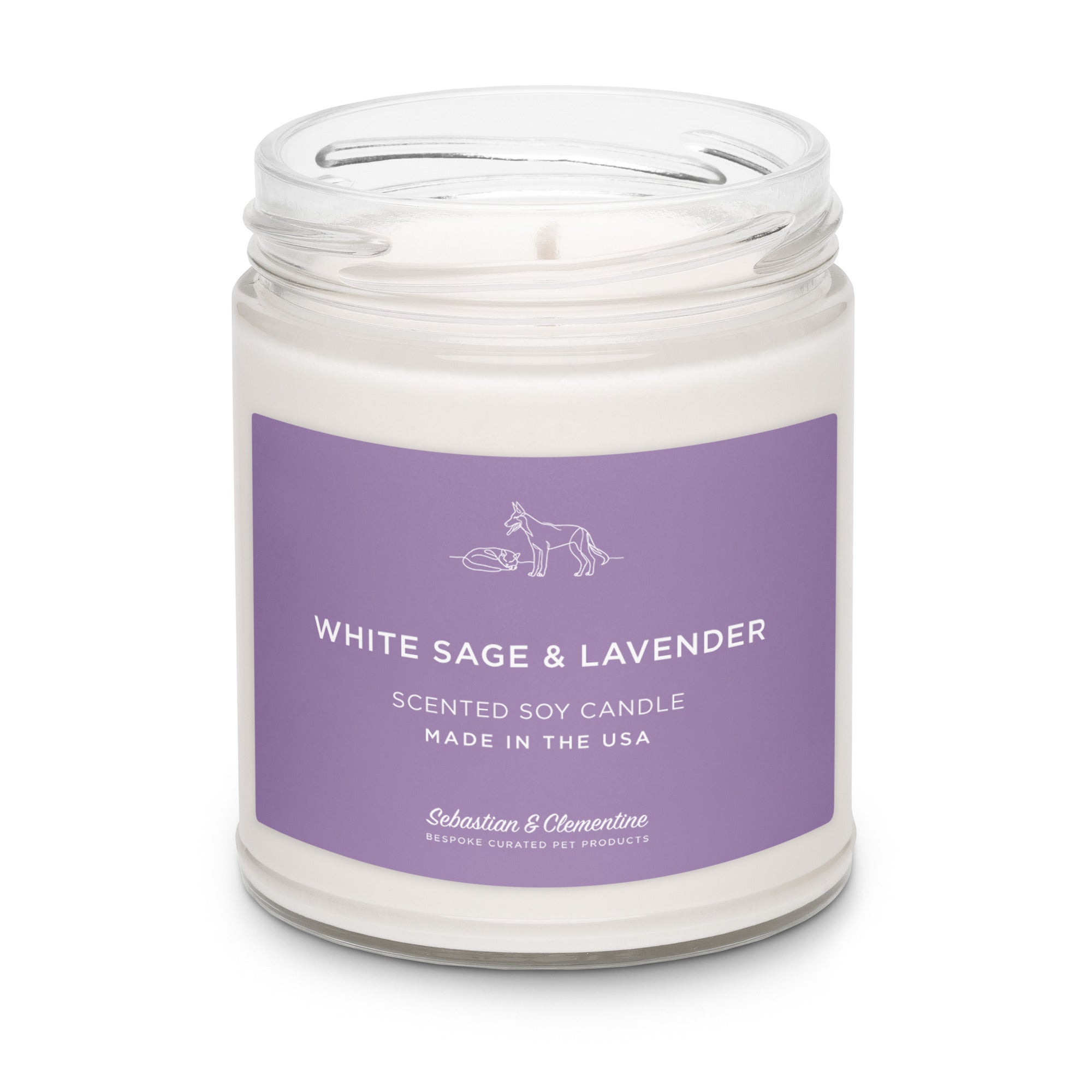 Sebastian & Clementine Scented Soy Candle - White Sage & Lavender