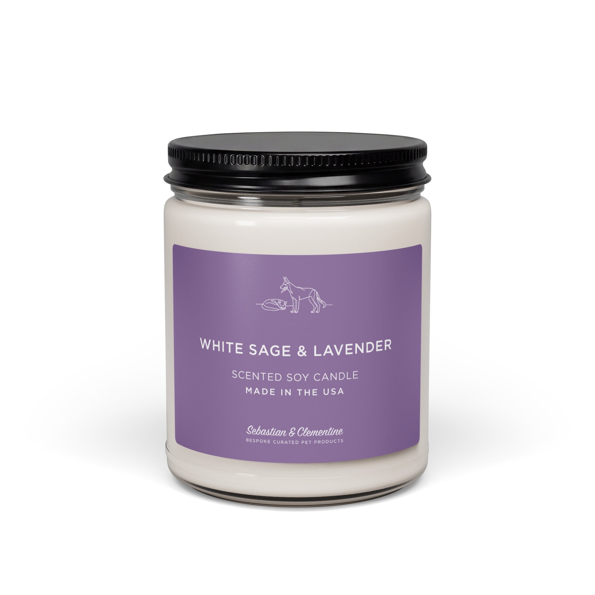 Sebastian & Clementine Scented Soy Candle - White Sage & Lavender
