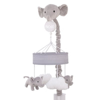 Plush Elephant Gray and White Puffy Clouds Musical Mobile - BIG FRENCHIES