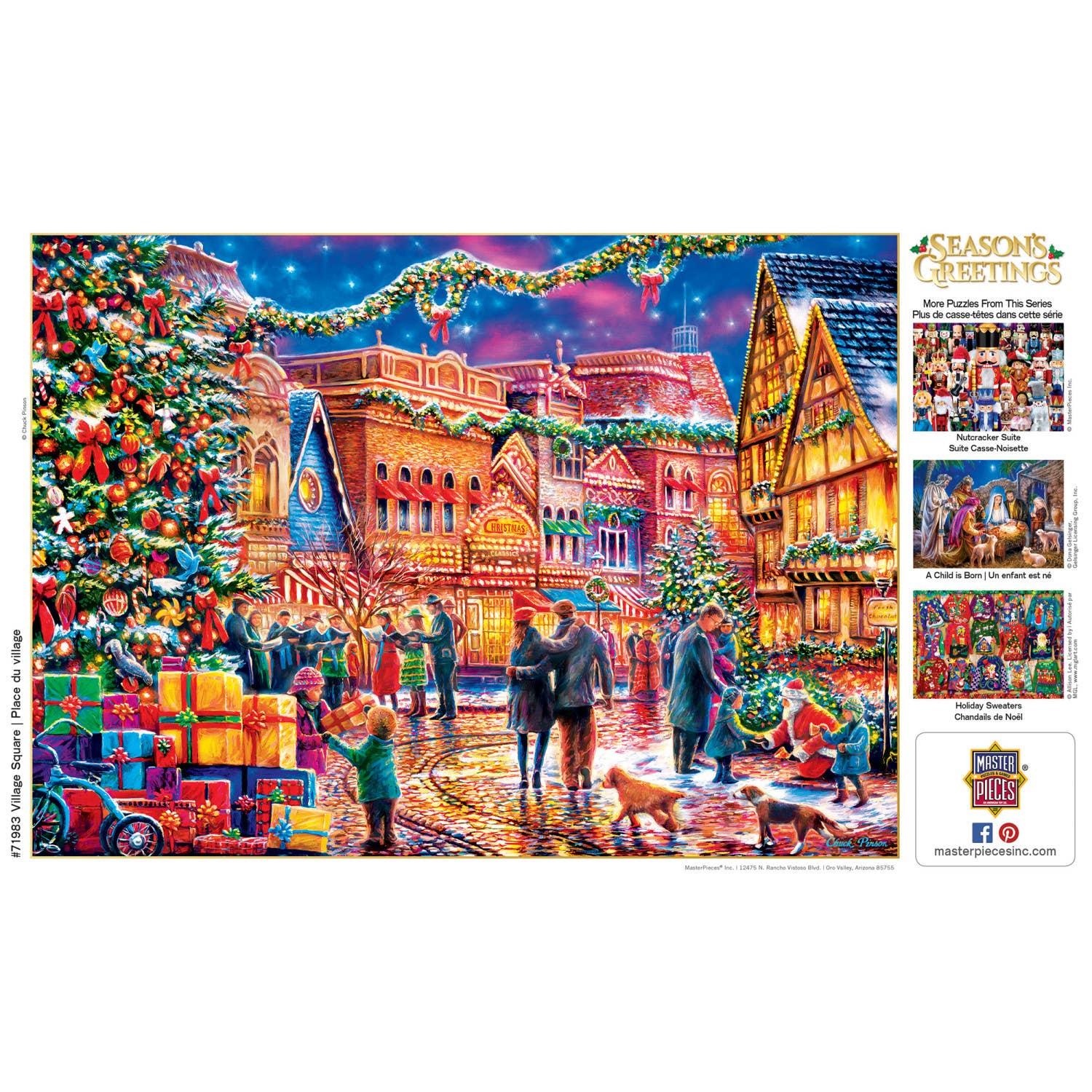 Season's Greetings - Village Square 1000 Piece Puzzle by Masterpieces - BIG FRENCHIES