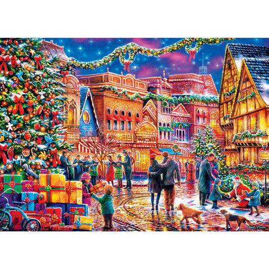 Season's Greetings - Village Square 1000 Piece Puzzle by Masterpieces - BIG FRENCHIES