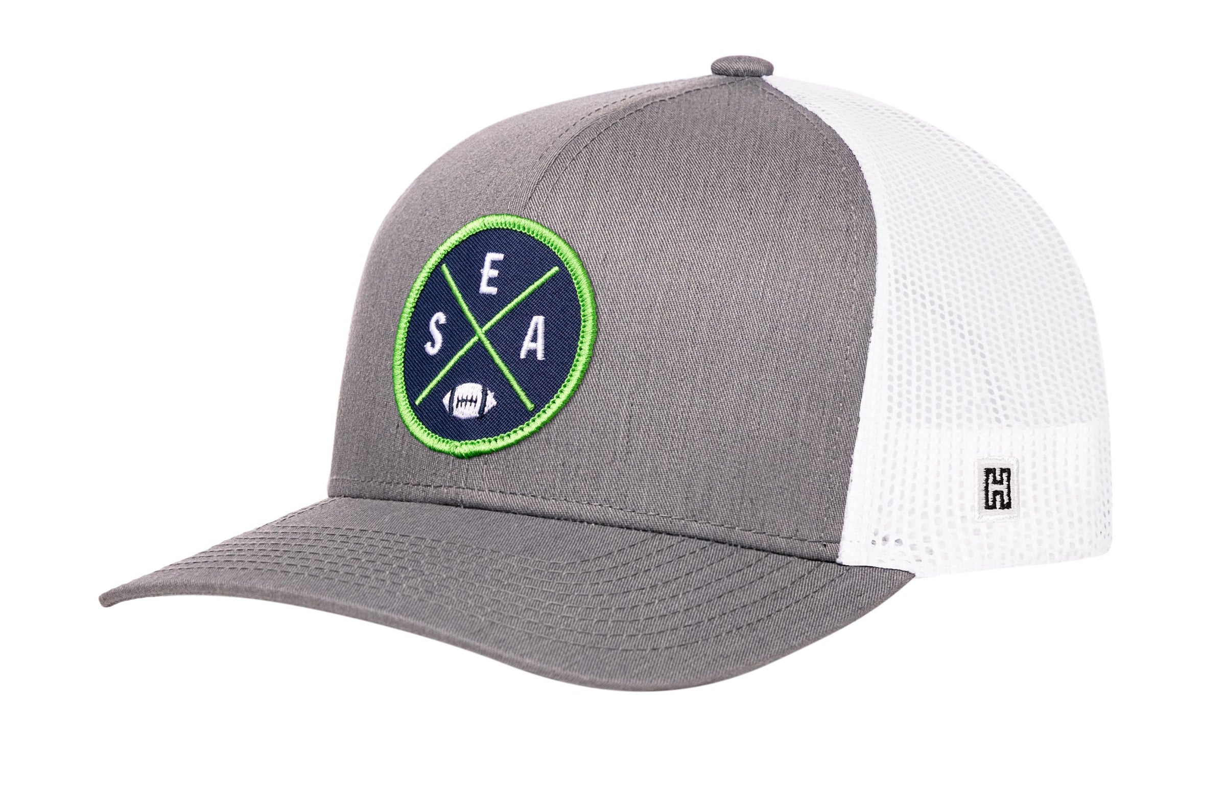 Seattle Trucker Hat  |  Black SEA X Football Snapback