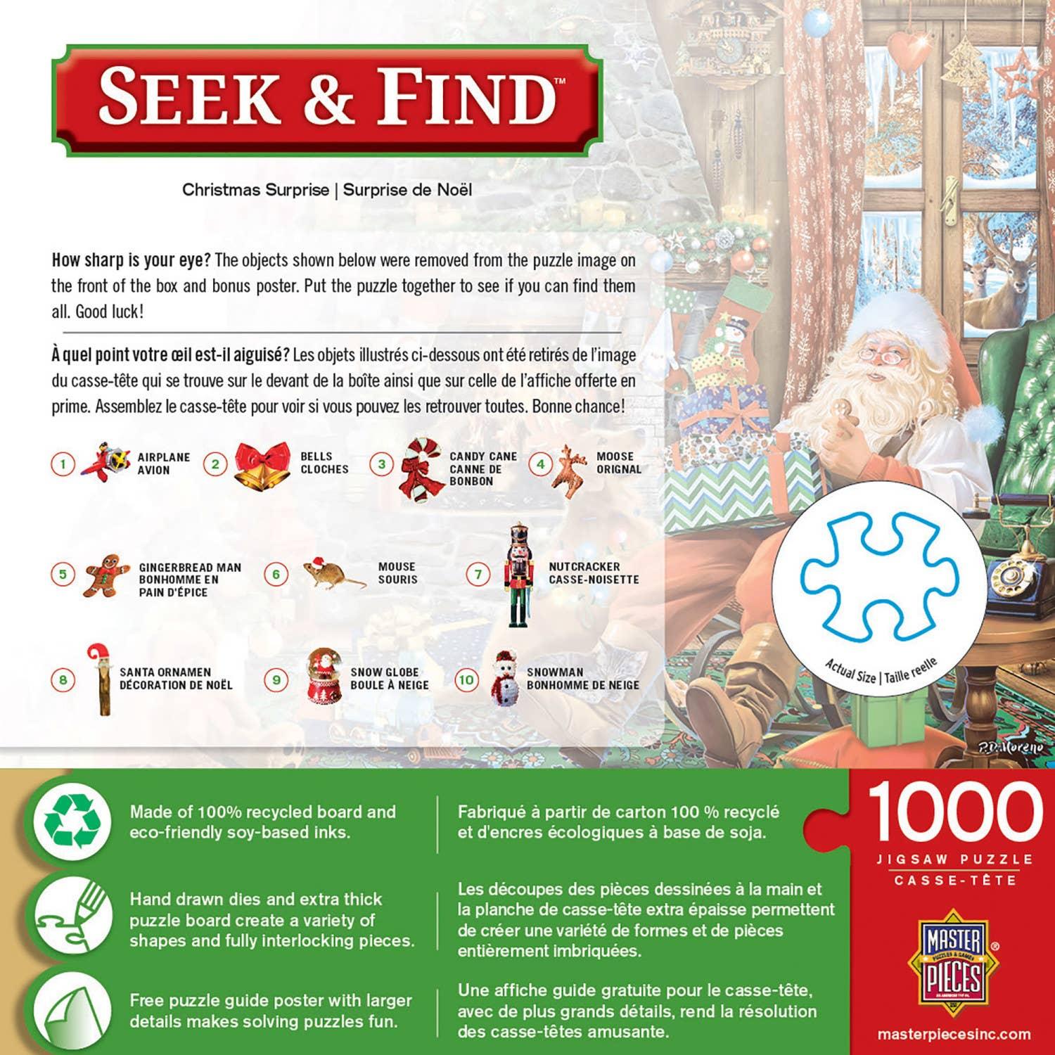 Seek & Find - Christmas Surprise 1000 Piece Puzzle by Masterpieces - BIG FRENCHIES