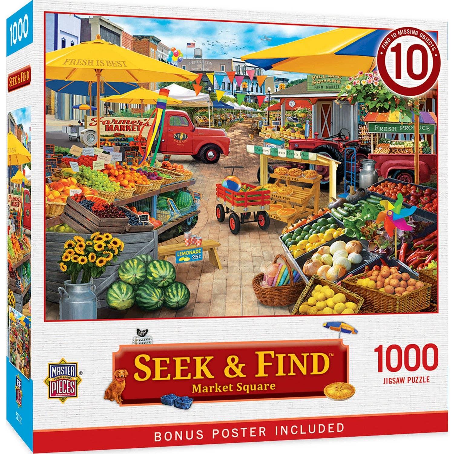 Seek & Find - Market Square 1000 Piece Jigsaw Puzzle - BIG FRENCHIES