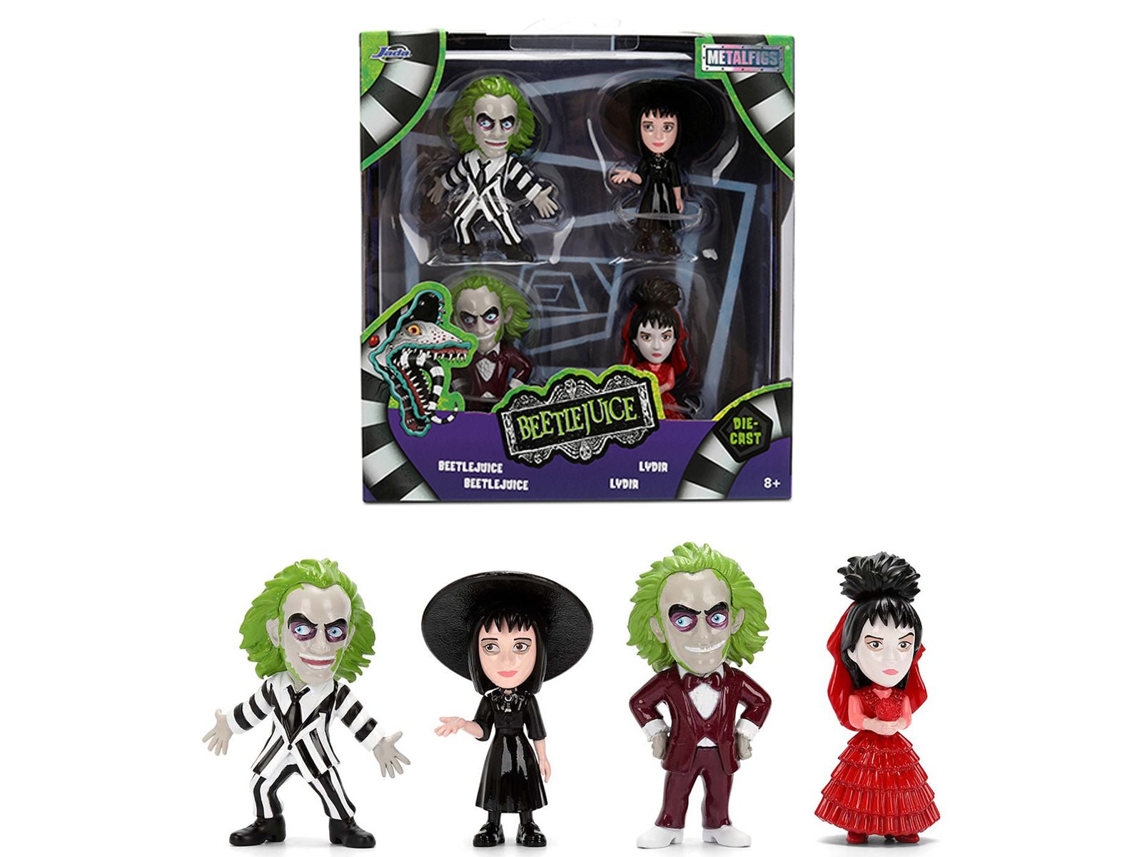 Set of 4 Diecast Figures "Beetlejuice" (1988) Movie "Metalfigs" Series by Jada  free shipping USA