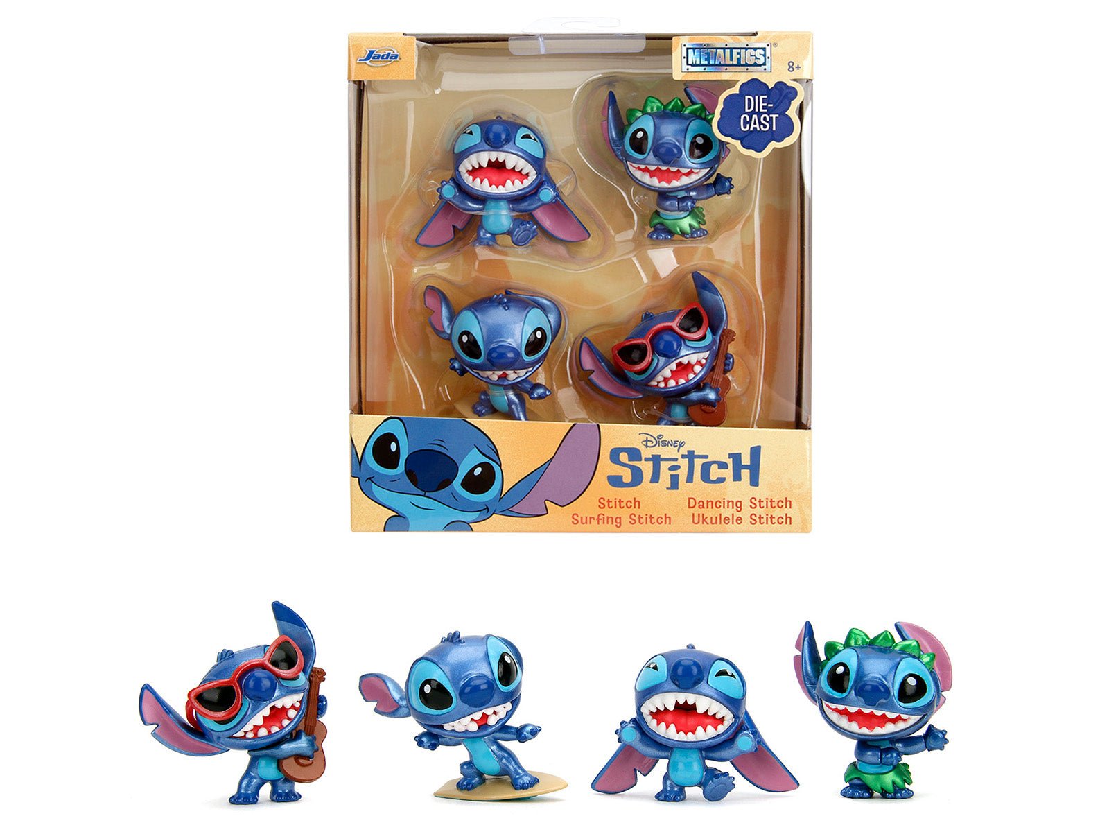 Set of 4 Diecast Figures "Disney's Stitch" "Metalfigs" Series Diecast Models by Jada  free shipping USA