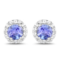 3.77 Carat Genuine Tanzanite and White Topaz .925 Sterling Silver 3 Piece Jewelry Set (Ring, Earrings, and Pendant w/ Chain)