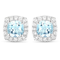 4.62 Carat Genuine Blue Topaz and White Topaz .925 Sterling Silver 3 Piece Jewelry Set (Ring, Earrings, and Pendant w/ Chain)