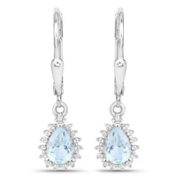 2.00 Carat Genuine Blue Topaz and White Topaz .925 Sterling Silver Jewelry Set