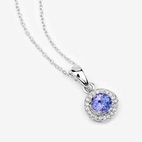 1.05 Carat Genuine Tanzanite and White Topaz .925 Sterling Silver Pendant