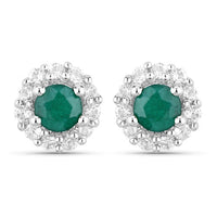 1.81 Carat Dyed Emerald and White Topaz .925 Sterling Silver Jewelry Set