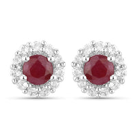 2.17 Carat Genuine Ruby and White Topaz .925 Sterling Silver Jewelry Set