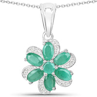 7.84 Carat Genuine Emerald and White Topaz .925 Sterling Silver 3 Piece Jewelry Set (Ring, Earrings, and Pendant w/ Chain)