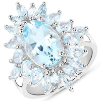 19.18 Carat Genuine Blue Topaz .925 Sterling Silver 3 Piece Jewelry Set (Ring, Earrings, and Pendant w/ Chain)