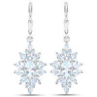19.18 Carat Genuine Blue Topaz .925 Sterling Silver 3 Piece Jewelry Set (Ring, Earrings, and Pendant w/ Chain)