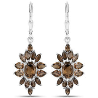 16.36 Carat Genuine Smoky Quartz .925 Sterling Silver 3 Piece Jewelry Set (Ring, Earrings, and Pendant w/ Chain)