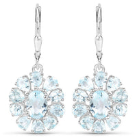 14.02 Carat Genuine Blue Topaz and White Topaz .925 Sterling Silver 3 Piece Jewelry Set (Ring, Earrings, and Pendant w/ Chain)