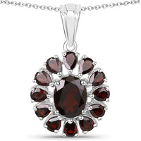 13.82 Carat Genuine Garnet and White Topaz .925 Sterling Silver 3 Piece Jewelry Set (Ring, Earrings, and Pendant w/ Chain)
