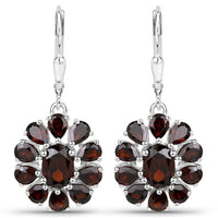 13.82 Carat Genuine Garnet and White Topaz .925 Sterling Silver 3 Piece Jewelry Set (Ring, Earrings, and Pendant w/ Chain)