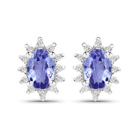 2.00 Carat Genuine Tanzanite and White Topaz .925 Sterling Silver Jewelry Set