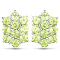 6.80 Carat Genuine Peridot .925 Sterling Silver 3 Piece Jewelry Set (Ring, Earrings, and Pendant w/ Chain)
