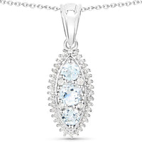 4.50 Carat Genuine Blue Topaz and White Topaz .925 Sterling Silver 3 Piece Jewelry Set (Ring, Earrings, and Pendant w/ Chain)