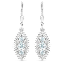 4.50 Carat Genuine Blue Topaz and White Topaz .925 Sterling Silver 3 Piece Jewelry Set (Ring, Earrings, and Pendant w/ Chain)