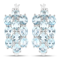 9.88 Carat Genuine Blue Topaz .925 Sterling Silver 3 Piece Jewelry Set (Ring, Earrings, and Pendant w/ Chain)