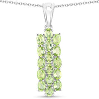 8.84 Carat Genuine Peridot .925 Sterling Silver 3 Piece Jewelry Set (Ring, Earrings, and Pendant w/ Chain)