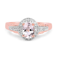 2.28 Carat Genuine Morganite and White Topaz .925 Sterling Silver 3 Piece Jewelry Set (Ring, Earrings, and Pendant w/ Chain)