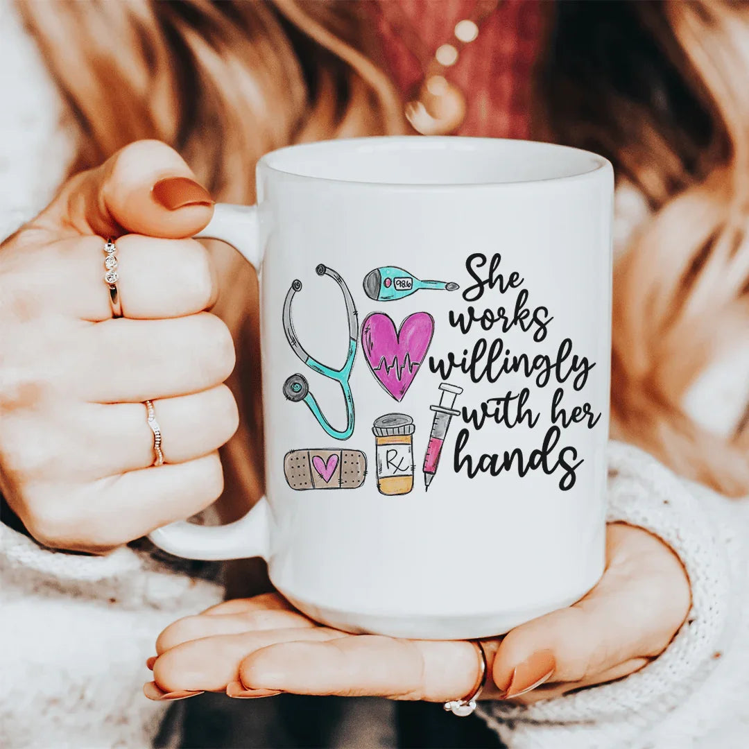 She Works Willingly With Her Hands Ceramic Mug 15 oz - BIG FRENCHIES