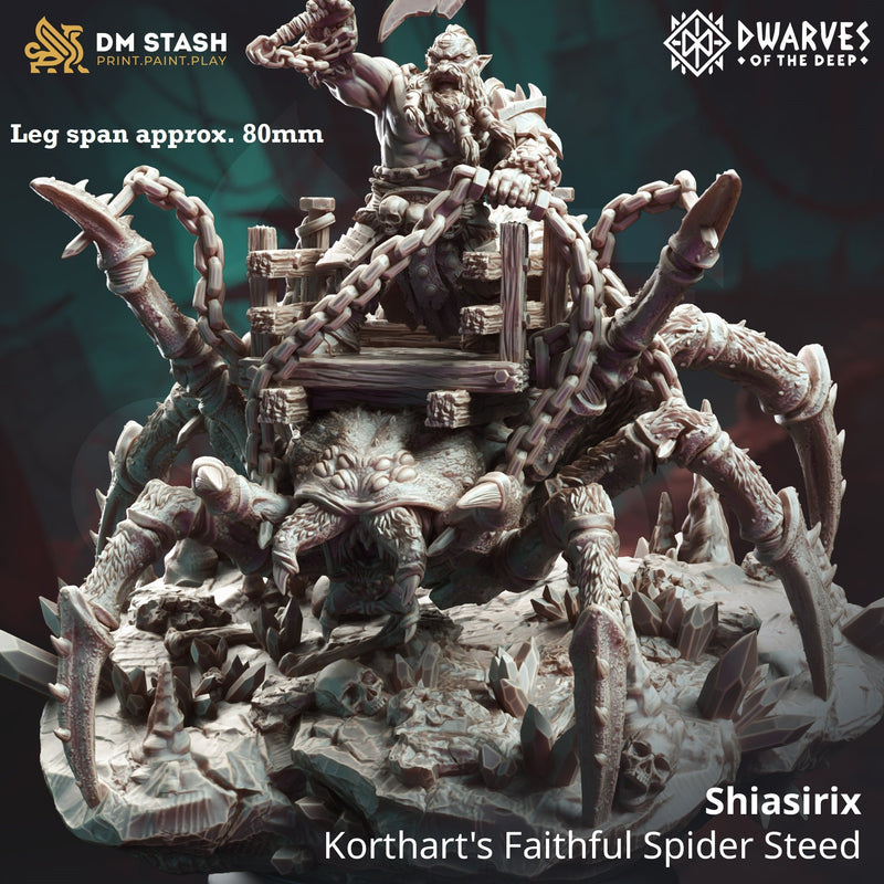 Shiasirix, Kothart's Faithful Spider Steed (Mounted Giant Spider)-3D Printed Miniatures-BIG FRENCHIES-All Systems Go Games