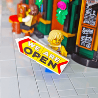 Spinner Sign "We Are Open" - Custom Printed Minifig Scale - Made Using LEGO® parts