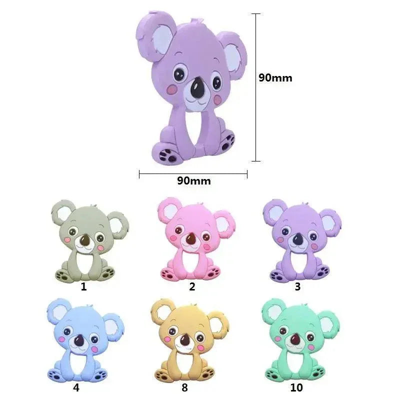 Silicone Teether Animal Koala Baby Teether Pendant Food Grade BPA Free Baby Teething Chew Charms Silicone Beads Toy - BIG FRENCHIES