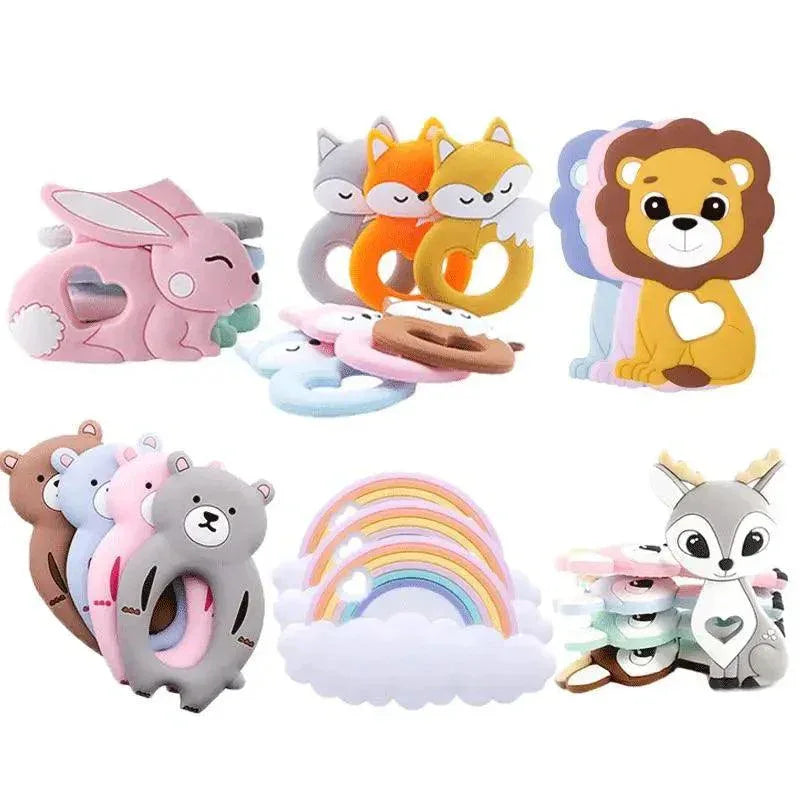 Silicone Teether Rodent Cartoon Animals 1pc Food Grade Silicone Pandents, Teething Toys For Teeth Tiny Rod Baby Teethers Gift - BIG FRENCHIES