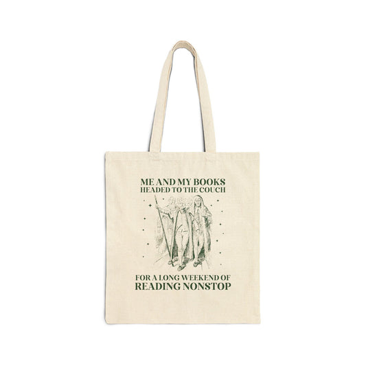 Silly Book Lover Tote Bag with Stars: Long Weekend of Reading - BIG FRENCHIES